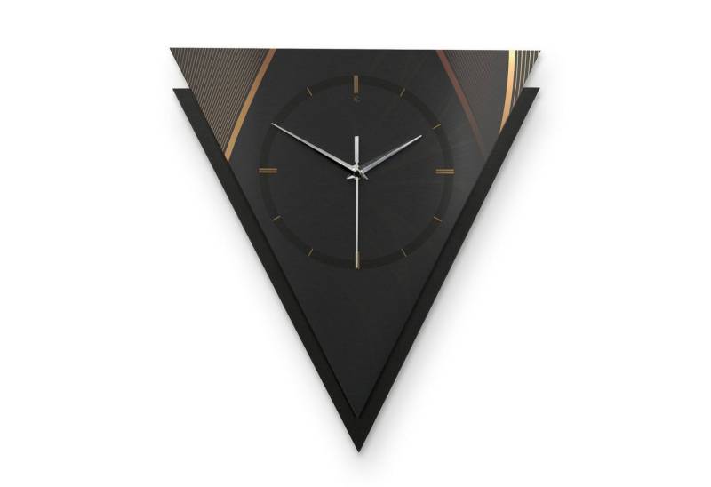 Kreative Feder Wanduhr Dreieckige 3D Designer-Wanduhr „Dark Elegance“ im Metallic-Look (ohne Ticken, Funk- oder Quarzuhrwerk, elegant, außergewöhnlich, modern) von Kreative Feder