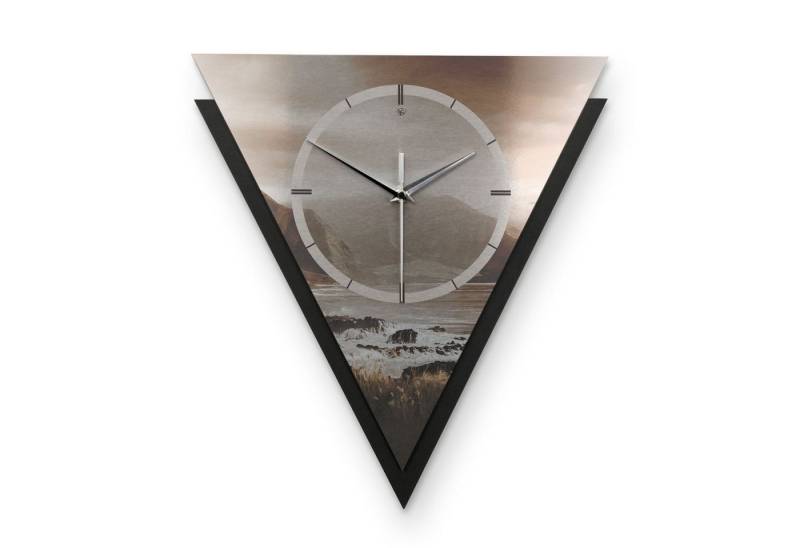 Kreative Feder Wanduhr Dreieckige 3D Designer-Wanduhr „Küste“ in modernem Metallic-Look (ohne Ticken, Funk- oder Quarzuhrwerk, elegant, außergewöhnlich, modern) von Kreative Feder