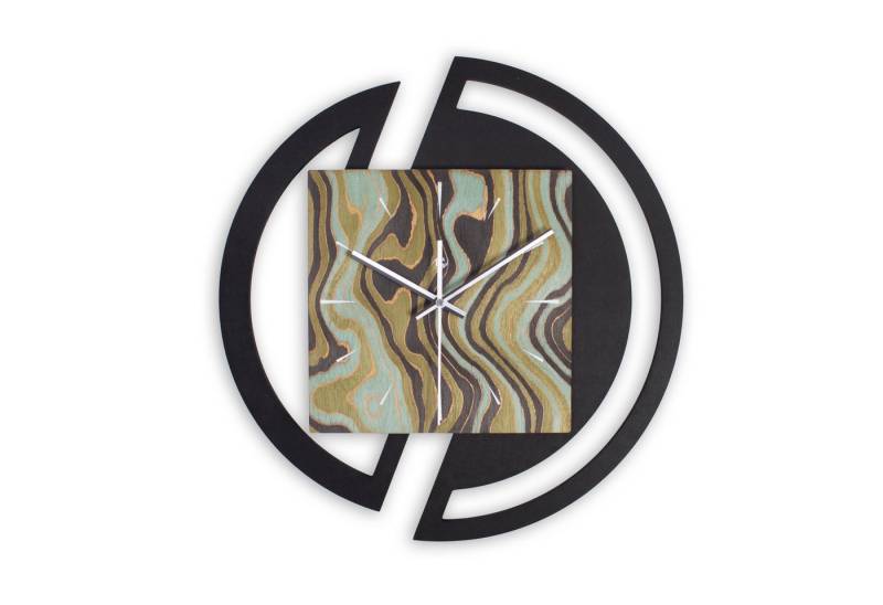 Kreative Feder Wanduhr Runde Designer-Wanduhr aus Holz (mit stilvollem Akzent aus Pavola-Furnier, Hergestellt in Deutschland) von Kreative Feder