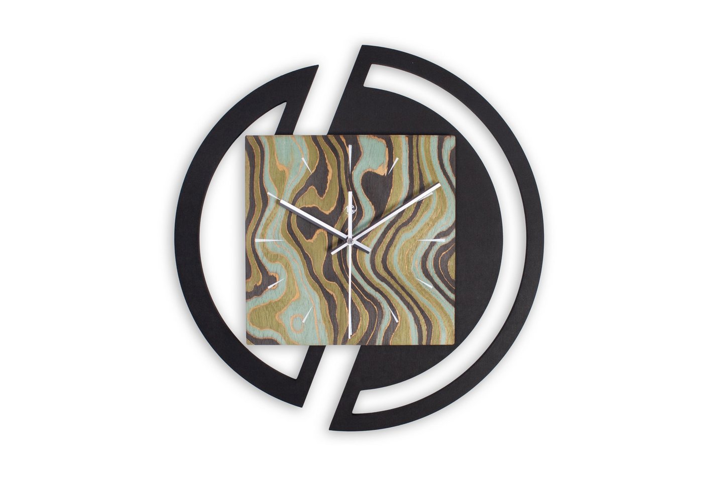 Kreative Feder Wanduhr Runde Designer-Wanduhr aus Holz (mit stilvollem Akzent aus Pavola-Furnier, Hergestellt in Deutschland) von Kreative Feder