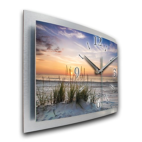 Kreative Feder Wanduhr Sandstrand Chill Out 3D XXL Designer leise Funk Motiv Funkuhr Wandbild modernes Design WAA055FL (50x30cm) von Kreative Feder