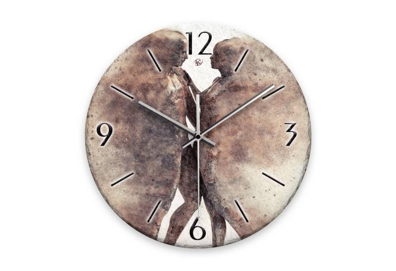 Kreative Feder Wanduhr Wanduhr „Liebe“ aus Stein (Keramik) in Schiefer-Optik (ohne Ticken, Funk- oder Quarzuhrwerk, ⌀ 30cm, außergewöhnlich) von Kreative Feder