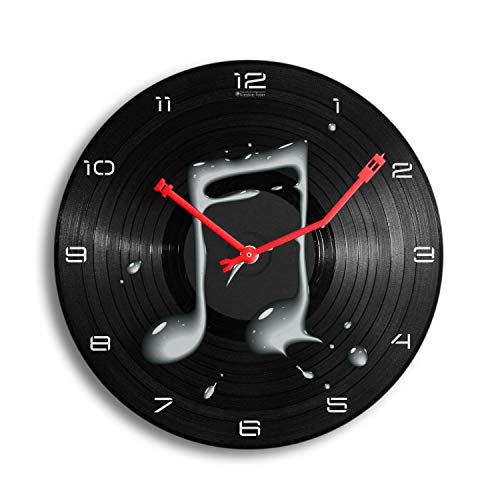 Kreative Feder Water Note Music Schallplatten-Uhr Retro Vinyl Designer Funk Wanduhr leise Funkuhr ohne Ticken 30cm WSP028FL (leises Funkuhrwerk) von Kreative Feder