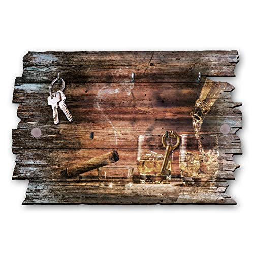 Kreative Feder Whisky Designer Schlüsselbrett, Hakenleiste Landhaus Style, Shabby aus Holz 30x20cm, HSB119 von Kreative Feder