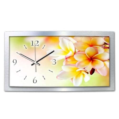 3D Designer-Wanduhr White Flower in modernem Metallic-Design; leise Funkuhr mit Motiv Natur Relax Blüte wahlweise in Zwei Größen (White Flower, 80x40cm; leises Funkuhrwerk) von Kreative Feder