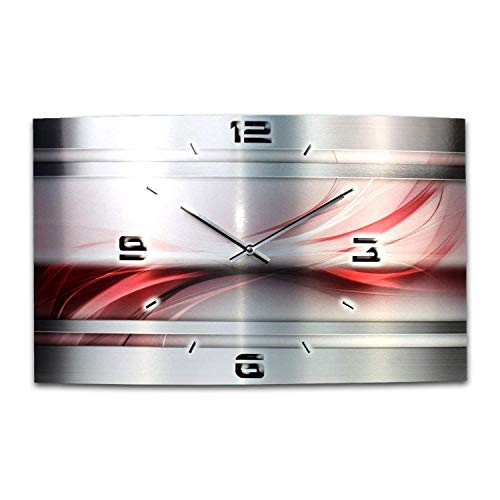Kreative Feder „Abstrakt“ - Designer-Wanduhr aus gebürstetem Aluminium Größe 50x30cm mit leisem Uhrwerk wahlweise Funk oder Quarz (Rot Metallic, leises Funkuhrwerk) Kreative Feder „Abstrakt“ - Designer-Wanduhr aus gebürstetem Aluminium Größe 50x30cm mit leisem Uhrwerk wahlweise Funk oder Quarz (Rot Metallic, leises Funkuhrwerk) von Kreative Feder