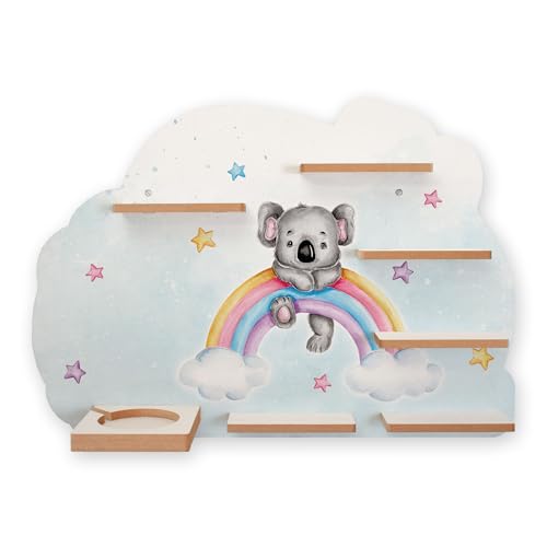 Sammel-Regal „Koala & Regenbogen“ Regal geeignet für Tonie Box und Tonies Wandregal für Musikbox und Figuren ideales Kinder-Regal zum Spielen und Sammeln ca. 55x41 cm (Koala & Regenbogen) von Kreative Feder