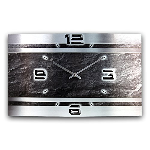 Kreative Feder Abstrakt - Designer-Wanduhr aus gebürstetem Aluminium Größe 50x30cm mit leisem Uhrwerk wahlweise Funk oder Quarz (Schiefer Metallic, leises Funkuhrwerk) Kreative Feder Abstrakt - Designer-Wanduhr aus gebürstetem Aluminium Größe 50x30cm mit leisem Uhrwerk wahlweise Funk oder Quarz (Schiefer Metallic, leises Funkuhrwerk) von Kreative Feder