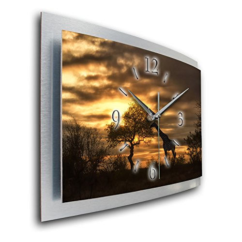 Kreative Feder Wanduhr Afrika Natur 3D XXL Designer leise Funk Motiv Funkuhr Wandbild modernes Design WAA059FL (80x40cm) von Kreative Feder