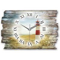 Designer Wanduhr Aus Holz Im Shabby Style Design Leuchtturm Rot Weiß von KreativeFeder