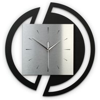 Runde 3D Designer-Wanduhr „Silver" in Modernem Metallic-Look Silber-Schwarz von KreativeFeder