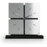standuhr „Silver Squares" Aus Holz - Schwarze Tisch-Uhr in Modernem Metallic-Look von KreativeFeder