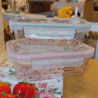 Set Aus Zwei Glasbehältern Mit Blümchenmotiv von KreativeLandHausIdee