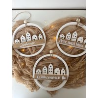 Wanddeko Mit Häuschen & Schriftzug | Skandi Hängedeko "Willkommen" "Zuhause" "Home Sweet Home" Deko Eingangsbereich von KreativeZauberwerke