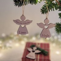 Mein Erstes Weihnachten I Weihnachtsengel Personalisierter Baumschmuck | Geschenkanhänger Christbaumschmuck Holz von Kreativeknoten