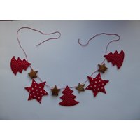 Girlande Aus Stoff Zum Aufhängen, Horizontale Girlande, Weihnachtsdeko, Mit Stern, Tannenbaum, Nikolaus Girlande Aus Stoff Zum Aufhängen, Horizontale Girlande, Weihnachtsdeko, Mit Stern, Tannenbaum, Nikolaus von KreativesmitStoff