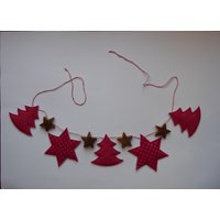 Girlande Aus Stoff Zum Aufhängen, Horizontale Girlande, Weihnachtsdeko, Mit Stern, Tannenbaum, Nikolaus von KreativesmitStoff