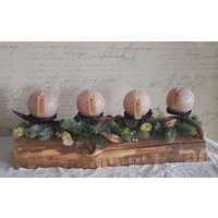 Adventsbalken Adventskranz Balken Altholzbalken Landhaus Rustikal Advent Kerzenhalter Upcycling von KreativlaedchenKatja