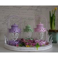 Laterne Windlicht Frühling Sommer Teelichthalter Sweet Home Shabby von KreativlaedchenKatja