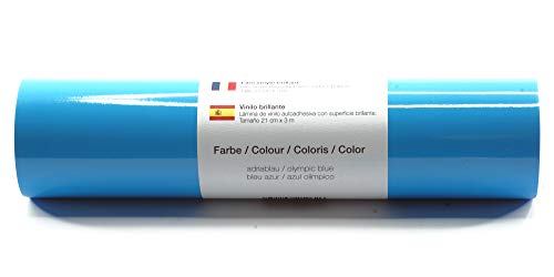 Selbstklebende Plotterfolie Vinylfolie 21 cm x 3 m glänzend 39 Farben zur Auswahl, Farbe:158 Adriablau von Kreativplotter