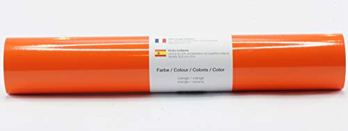 Selbstklebende Plotterfolie Vinylfolie 30,5 cm x 3 m glänzend 39 Farben zur Auswahl, Farbe:120 Orange von Kreativplotter