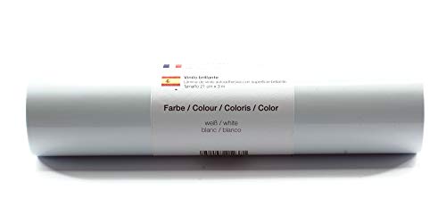 Selbstklebende Plotterfolie Vinylfolie 21 cm x 3 m glänzend 39 Farben zur Auswahl, Farbe:100 Weiß von Kreativplotter