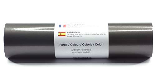 Selbstklebende Plotterfolie Vinylfolie 21 cm x 3 m glänzend 39 Farben zur Auswahl, Farbe:103 Anthrazit von Kreativplotter