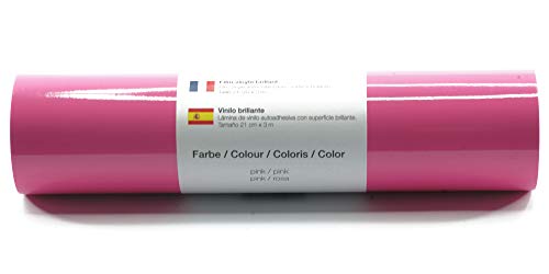 Selbstklebende Plotterfolie Vinylfolie 21 cm x 3 m glänzend 39 Farben zur Auswahl, Farbe:141 Pink von Kreativplotter