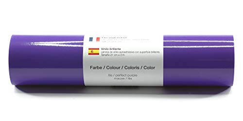 Selbstklebende Plotterfolie Vinylfolie 21 cm x 3 m glänzend 39 Farben zur Auswahl, Farbe:151 Lila von Kreativplotter