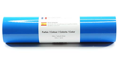 Selbstklebende Plotterfolie Vinylfolie 21 cm x 3 m glänzend 39 Farben zur Auswahl, Farbe:159 Blau von Kreativplotter