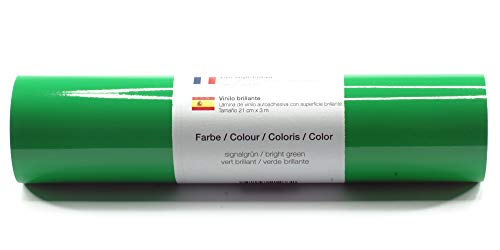 Selbstklebende Plotterfolie Vinylfolie 21 cm x 3 m glänzend 39 Farben zur Auswahl, Farbe:179 Signalgrün von Kreativplotter