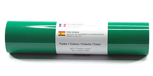 Selbstklebende Plotterfolie Vinylfolie 21 cm x 3 m glänzend 39 Farben zur Auswahl, Farbe:180 Grün von Kreativplotter