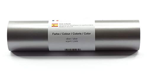 Selbstklebende Plotterfolie Vinylfolie 21 cm x 3 m glänzend 39 Farben zur Auswahl, Farbe:181 Silber von Kreativplotter