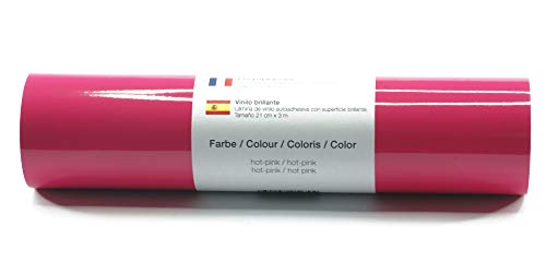 Selbstklebende Plotterfolie Vinylfolie 21 cm x 3 m glänzend 39 Farben zur Auswahl, Farbe:189 Hot-Pink von Kreativplotter