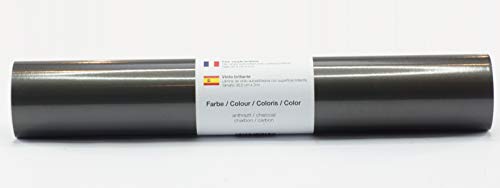Selbstklebende Plotterfolie Vinylfolie 30,5 cm x 3 m glänzend 39 Farben zur Auswahl, Farbe:103 Anthrazit von Kreativplotter