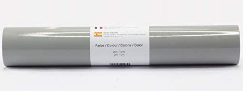 Selbstklebende Plotterfolie Vinylfolie 30,5 cm x 3 m glänzend 39 Farben zur Auswahl, Farbe:104 Grau von Kreativplotter