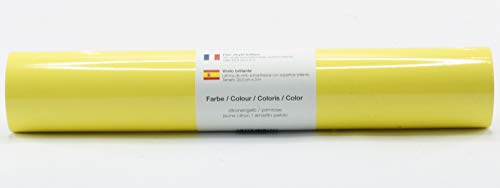 Selbstklebende Plotterfolie Vinylfolie 30,5 cm x 3 m glänzend 39 Farben zur Auswahl, Farbe:110 Zitronengelb von Kreativplotter