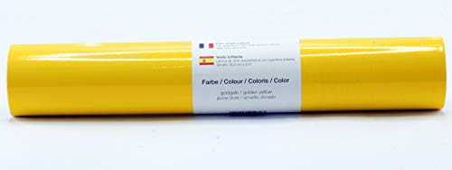 Selbstklebende Plotterfolie Vinylfolie 30,5 cm x 3 m glänzend 39 Farben zur Auswahl, Farbe:111 Goldgelb von Kreativplotter