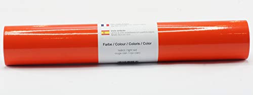 Selbstklebende Plotterfolie Vinylfolie 30,5 cm x 3 m glänzend 39 Farben zur Auswahl, Farbe:129 Hellrot von Kreativplotter
