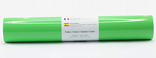 Selbstklebende Plotterfolie Vinylfolie 30,5 cm x 3 m glänzend 39 Farben zur Auswahl, Farbe:178 Apfelgrün von Kreativplotter