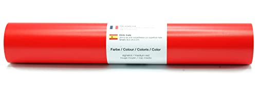 Kreativplotter Wandtattoo Folie matt 30,5 cm x 3 m - Farbauswahl, Farbe: Mittelrot von Kreativplotter
