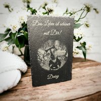 Personalisierte Fotogravur Haustier/ Auf Schieferstein/ Hundeportrait/ Haustierportrait/ Wunschtext/ Geschenkidee/ Deko von KreativstueberlShop
