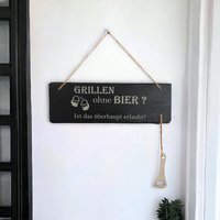 Schieferschild Mit Flaschenöffner - Wanddeko - Geschenk Für Männer - Lustiges Wandschild Bierspruch - Vatertag - Grillen - Schild Grillspruch von KreativstueberlShop