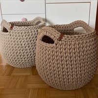Jumbokorb | Gehäkelter Korb Utensilo Körbe Mit Holzboden Aufbewahrungskorb Häkelkorb Henkeln Jumbokorb | Gehäkelter Korb Utensilo Körbe Mit Holzboden Aufbewahrungskorb Häkelkorb Henkeln von KreativtraumbyKatja