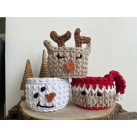 Mini-Körbchen Gehäkelt Weihnachtlich | Schneemann Rentier Nikolaus Weihnachtsmann Utensilo Aufbewahrungskorb Häkelkorb Mini-Körbchen Gehäkelt Weihnachtlich | Schneemann Rentier Nikolaus Weihnachtsmann Utensilo Aufbewahrungskorb Häkelkorb von KreativtraumbyKatja