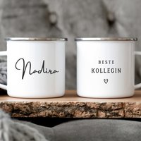 Tasse Emaille Wunschtext Name Spruch Geschenk Geburtstag Weihnachten Jahrestag Freund Freundin Trauzeugen Hebamme Chefin Kollegin Abschied von KreativundFlauschig