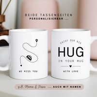Tasse Personalisiert Camper Reisende Weltenbummler Spruch "Enjoy Our Hug in Your Mug" Ortsangabe Name Geschenk Geburtstag Weihnachten von KreativundFlauschig