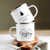 Tasse Wunschtext Name Merry Christmas Personalisierung Emaille Weihnachtsmotiv Geschenk Lieblingsmensch Freundin Patentante Mama Kollegin Tasse Wunschtext Name Merry Christmas Personalisierung Emaille Weihnachtsmotiv Geschenk Lieblingsmensch Freundin Patentante Mama Kollegin von KreativundFlauschig