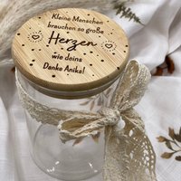 Personalisiertes Glas Mit Deckel | Glasdosen Plätzchendose Vorratsglas Holzdeckel Gläser Geschenk von KreativwerkstattPia