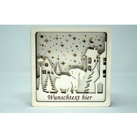 Peronalisierbares Bild Mit Dackel Im Dorf Unterm Sternenhimmel, Beleuchtet, Erinnerungsbild von KreativwerkstattbyK3